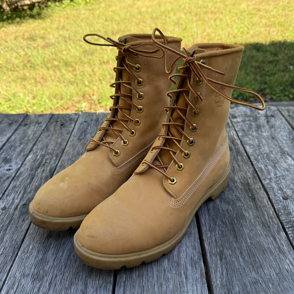 VTG Timberland Mens 8.5M 8" Premium Wheat Nubuck Leather Boots Clergy Estate USA